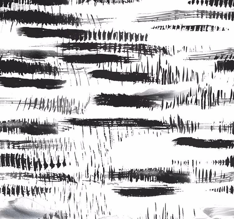 Papel de parede abstracto pinceladas de tinta preta - TenStickers