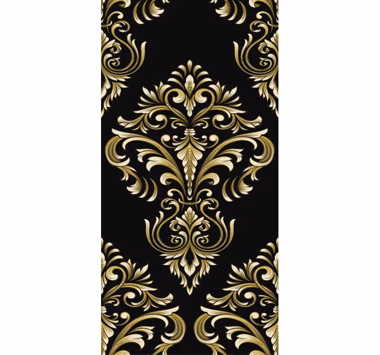 papel de parede preto padrão dourado tradicional - TenStickers