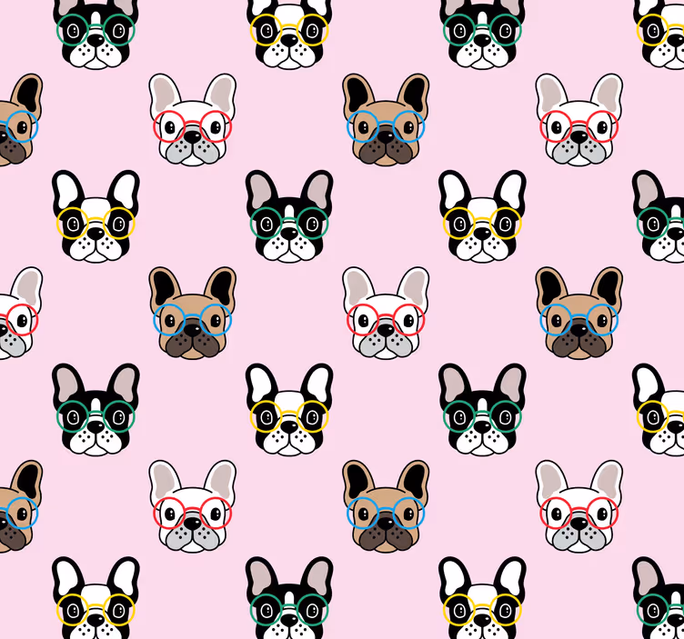 papel de parede para quarto Buldogue francês com óculos - TenStickers