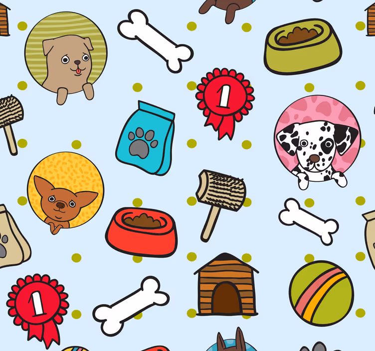 papel de parede para quarto Símbolos de cachorrinho fofo - TenStickers