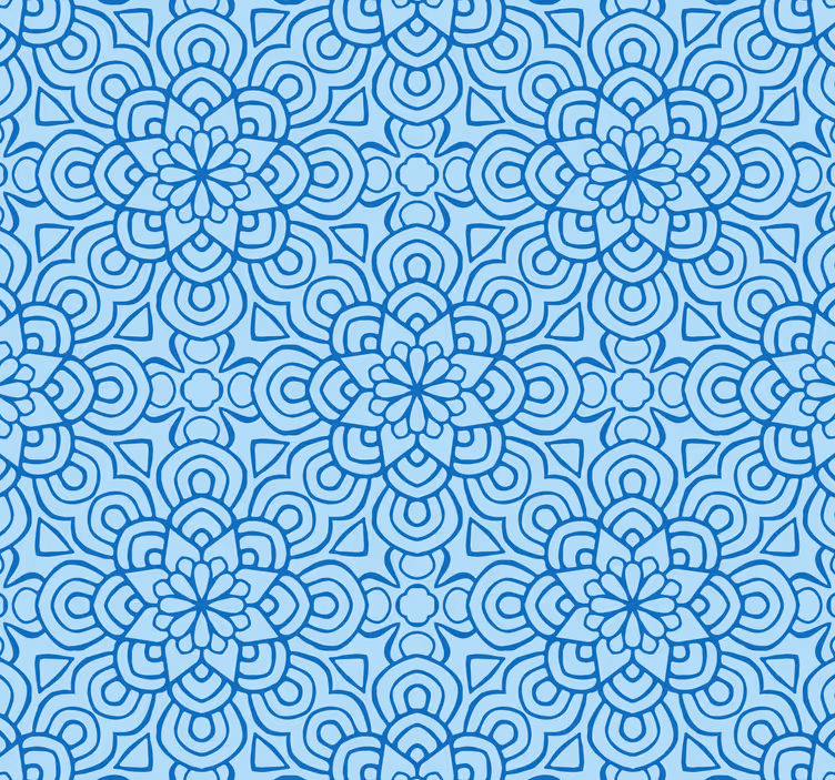 papel de parede outros vintage Flor de mandala azul - TenStickers