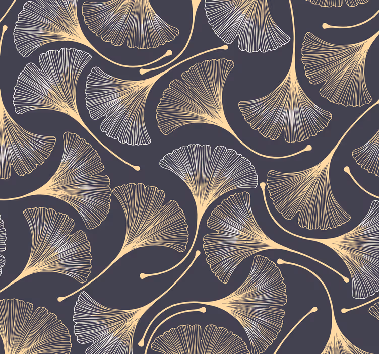 Papel de parede moderno Folhas de ginkgo em forma de leque - TenStickers