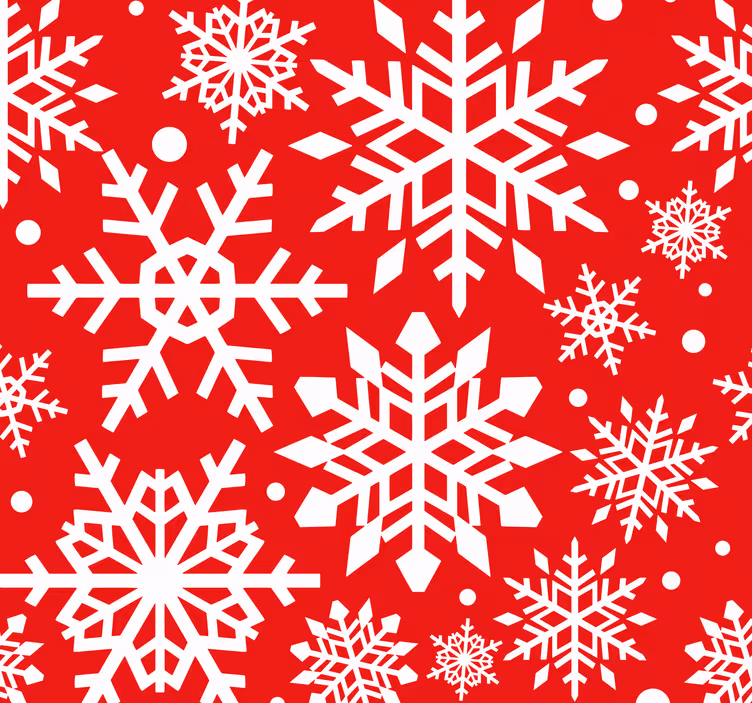 papel parede sala Flocos de neve vermelhos - TenStickers