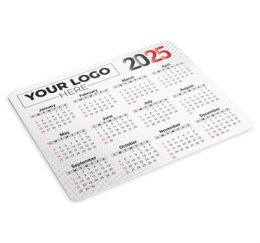 Tapetes de rato com nome calendário 2025 com logotipo - TenStickers