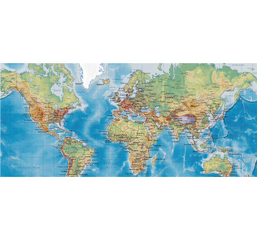 Tapetes de rato mapamundi Mapa do mundo físico - TenStickers