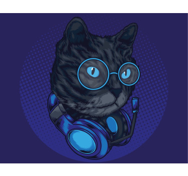 Tapetes de rato originais Ilustração de gato dj - TenStickers