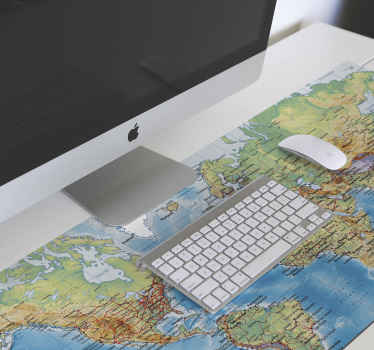 Tapetes de rato mapamundi Mapa do mundo físico - TenStickers