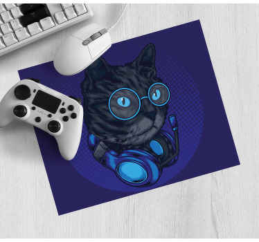 Tapetes de rato originais Ilustração de gato dj - TenStickers