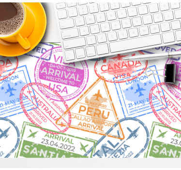 Tapetes de rato com texturas e padrões Selos de viagem - TenStickers