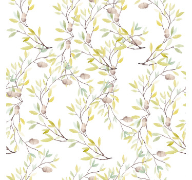 Aquarela original folhas verdes cortinas de banheiro - TenStickers
