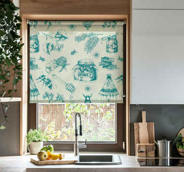Estore de rolo para cozinha padrão turquesa mel - TenStickers