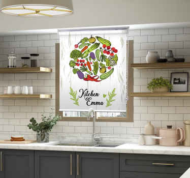 Cozinha com cortina estampada de vegetais - TenStickers