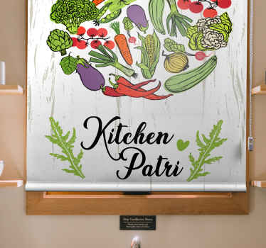 Cozinha com cortina estampada de vegetais - TenStickers