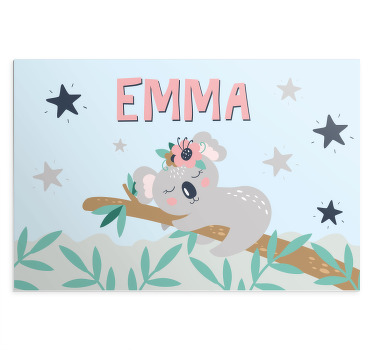 Individuais de mesa infantis Coala fofo para menina com nome - TenStickers