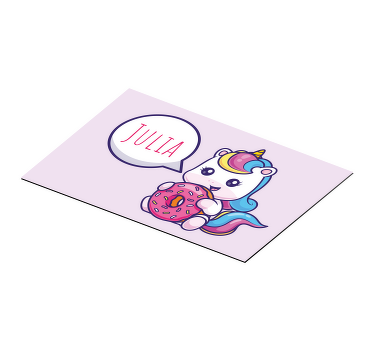 Individuais de mesa com nome unicórnio com donut - TenStickers