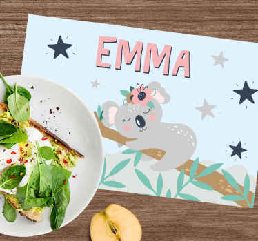 Individuais de mesa infantis Coala fofo para menina com nome - TenStickers