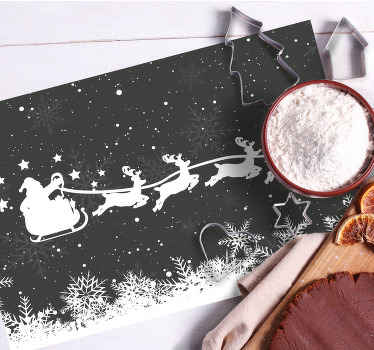Individuais de mesa de Natal Trenó de papai noel preto e branco - TenStickers