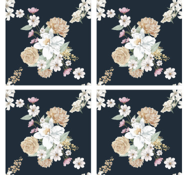 Base para copos vintage ramalhete floral - TenStickers