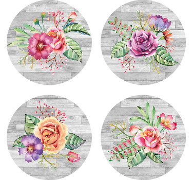 Bases para copos vintage Tipos de flores - TenStickers