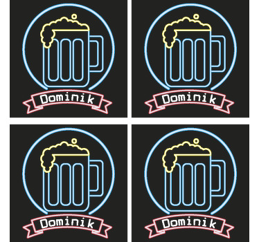 Bases para copos Cerveja de neon com nome - TenStickers