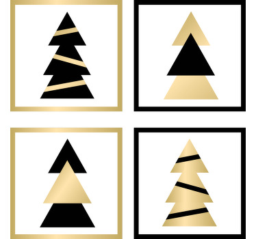 Bases para copos de natal Padrão de árvore elegante de natal - TenStickers