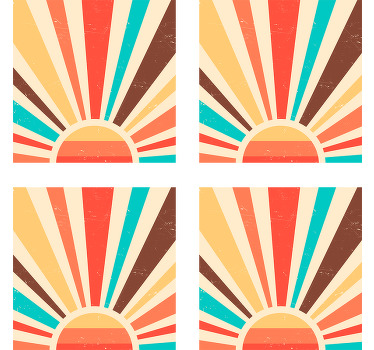 Bases para copos sol 70's Pôr do sol vintage abstrato - TenStickers