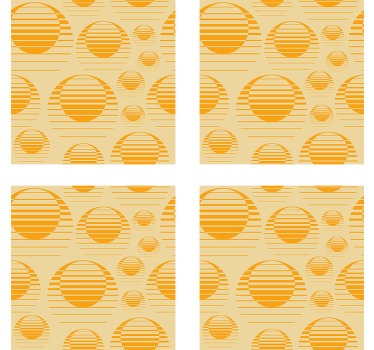 Bases para copos vintage padrão de sol retrô - TenStickers