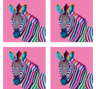 Bases para copos de zebra Zebra pop art - TenStickers
