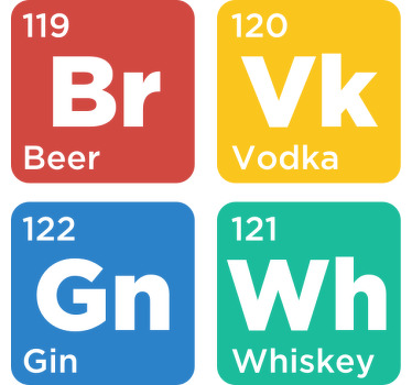 Bases para copos vintage álcool de mesa periódica - TenStickers