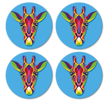 Bases para copos modernas Pintura multicolorida de girafa - TenStickers