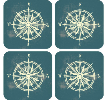 Bases para copos vintage Compas no mapa mundial - TenStickers