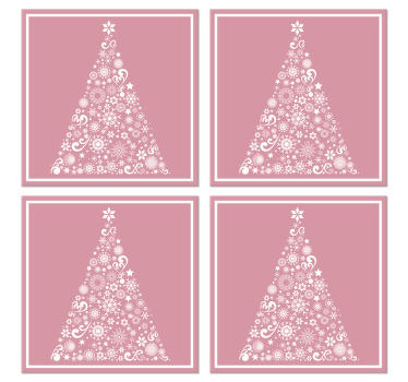 Bases para copos de natal árvore festiva em rosa - TenStickers