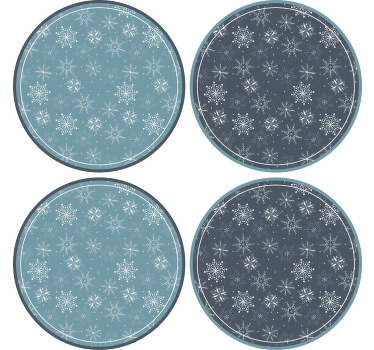Bases para copos de natal pratos com padrão de floco de neve - TenStickers