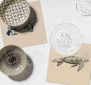 Bases para copos vintage Desenhos de tartaruga - TenStickers