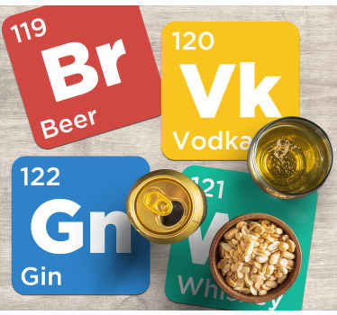 Bases para copos vintage álcool de mesa periódica - TenStickers