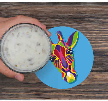 Bases para copos modernas Pintura multicolorida de girafa - TenStickers