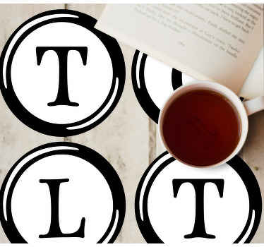 Bases para copos personalizáveis Letras de máquina de escrever - TenStickers