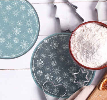 Bases para copos de natal pratos com padrão de floco de neve - TenStickers