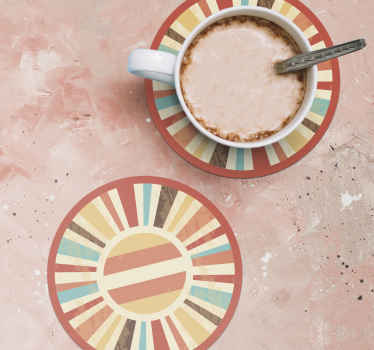 Bases para copos vintage Raios de sol retrô coloridos - TenStickers