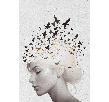 Poster abstracto pássaros na cabeça - TenStickers