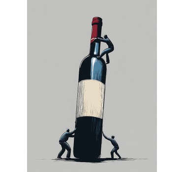 Poster abstracto trabalhando em uma garrafa de vinho - TenStickers
