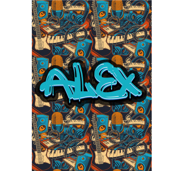 Cartaz de grafite de música retrô personalizado - TenStickers