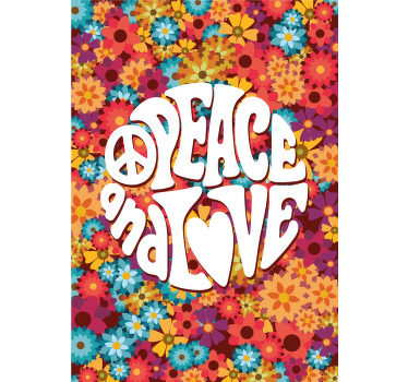 Poster de flores paz e amor - TenStickers