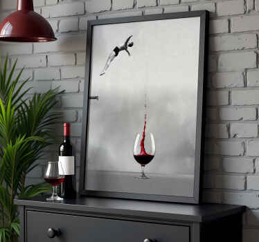 Poster abstracto pulando para o copo de vinho - TenStickers