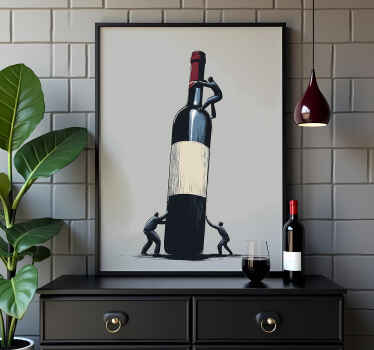 Poster abstracto trabalhando em uma garrafa de vinho - TenStickers
