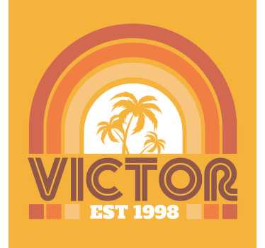 Impressões em canvas retro dos anos 70 do pôr do sol e das palmas das mãos. A tela é personalizável com o seu próprio texto e é linda para decorar qualquer espaço de sua escolha.