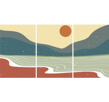 Uma vista abstrata do mar nórdico com pinturas em tela de parede de paisagem de montanha que manteria seu convidado perguntando onde você comprou sua tela.