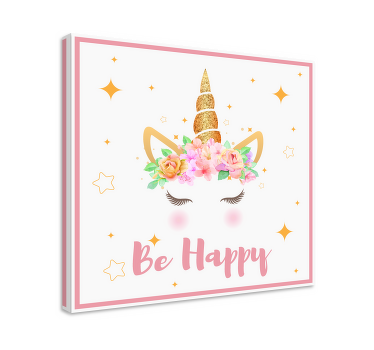 Quadro unicórnio Frase unicórnios seja feliz - TenStickers