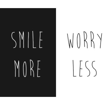 Sorria mais, preocupe-se menos impressão de tela de citação motivacional - esta citação sempre o lembraria de deixar suas preocupações para trás e usar mais de seu sorriso.