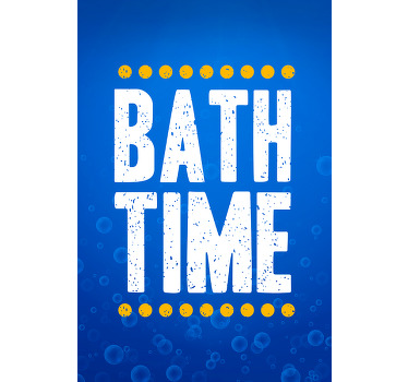 Bela arte em tela azul para o banheiro. O design é um texto que diz '' hora do banho '. Arte em tela de casa de banhoadequada para hotéis e banheiros domésticos.
